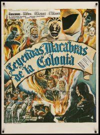 7c091 LEYENDAS MACABRAS DE LA COLONIA Mexican poster '74 cool horror art of masked wrestlers!