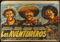 7c093 LOS AVENTUREROS Mexican poster '54 wonderful artwork of laughing cowboys!