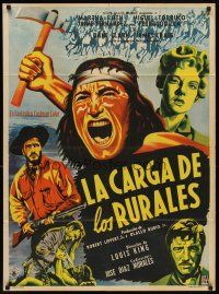 7c099 MASSACRE Mexican poster '56 Dane Clark, Native Americans, completely different art!
