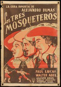 7c111 THREE MUSKETEERS Mexican poster '35 cool art of Athos, Porthos, Aramis & D'Artagnan!