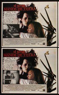 7c122 EDWARD SCISSORHANDS set of 8 Mexican LCs '90 Johnny Depp, Winona Ryder, Vincent Price, Burton