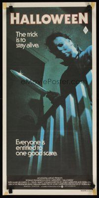 7d075 HALLOWEEN Aust daybill '79 John Carpenter classic, great image, the trick is to stay alive!