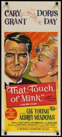 7d096 THAT TOUCH OF MINK Aust daybill '62 great stone litho of Cary Grant & pretty Doris Day!