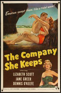 7d172 COMPANY SHE KEEPS 1sh '51 art of sexy bad girl Jane Greer + Lizabeth Scott!