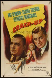 7d175 CRACK-UP style A 1sh '46 Pat O'Brien, sexiest full-length Claire Trevor, Herbert Marshall