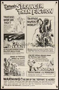 7d119 DAY OF THE TRIFFIDS teaser 1sh '62 classic English sci-fi horror, cool different monster art!