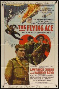 7d124 FLYING ACE 1sh '26 cool all-black aviation, the greatest airplane thriller ever produced!