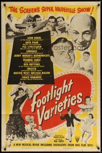 7d184 FOOTLIGHT VARIETIES 1sh '51 Leon Errol, Jack Paar, RKO comedy compilation!