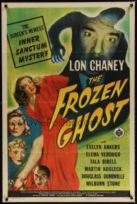 7d125 FROZEN GHOST 1sh '44 Lon Chaney Jr, Evelyn Ankers, the screen's newest Inner Sanctum Mystery
