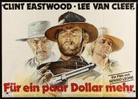 7d033 FOR A FEW DOLLARS MORE German 33x47 R78 art of Clint Eastwood, Lee Van Cleef & Kinski!