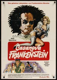 7d044 FRANKENSTEIN ITALIAN STYLE German '76 Frankenstein all'italiana, sexy horror comedy art!