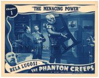 7d254 PHANTOM CREEPS chapter 1 LC '39 Bela Lugosi & man watch wacky robot carrying heavy chair!