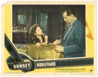 7d363 SUNSET BOULEVARD LC #3 '50 Gloria Swanson tries to stop William Holden from leaving!