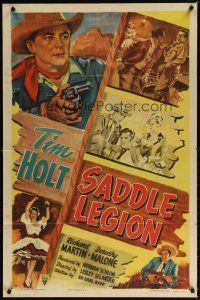 7d220 SADDLE LEGION style A 1sh '51 Tim Holt, Dorothy Malone, cool western artwork!
