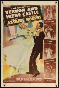 7d230 STORY OF VERNON & IRENE CASTLE style B 1sh '39 art of Fred Astaire & Ginger Rogers dancing!