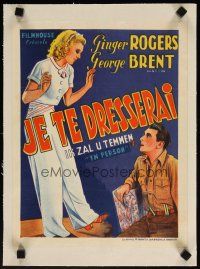 7e091 IN PERSON linen 11x14 Belgian R40s different art of pretty Ginger Rogers & George Brent!