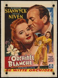 7e129 OTHER LOVE linen Belgian '47 great different art of David Niven & sexy Barbara Stanwyck!