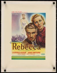 7e135 REBECCA linen Belgian R40s Alfred Hitchcock, art of Laurence Olivier & Joan Fontaine!