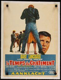 7e145 YOUNG SAVAGES linen Belgian '61 Burt Lancaster, John Frankenheimer, cool different art!