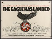 7e014 EAGLE HAS LANDED linen British quad '77 Michael Caine, Robert Duvall, different swastika art!
