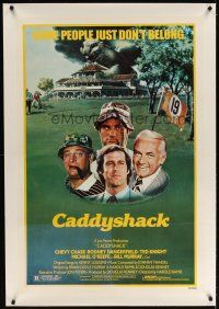 7e208 CADDYSHACK linen 1sh '80 Chevy Chase, Bill Murray, Rodney Dangerfield, golf classic!