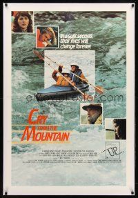 7e219 CRY FROM THE MOUNTAIN linen 1sh '85 cool white water kayaking image, religious adventure!