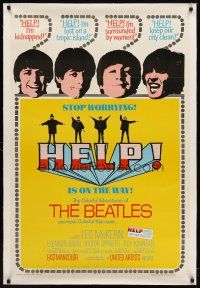 7e244 HELP linen REPRODUCTION 1sh '65 The Beatles, John, Paul, George & Ringo, rock & roll classic