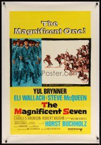 7e261 MAGNIFICENT SEVEN linen 1sh R70s Yul Brynner, Steve McQueen, John Sturges' 7 Samurai western!