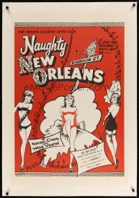 7e274 NAUGHTY NEW ORLEANS linen 1sh R59 burlesque, wild Louisiana Bourbon St showgirls!