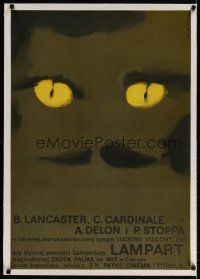 7e052 LEOPARD linen Polish 23x33 '65 Luchino Visconti, striking different cat eyes art by Swierzy!