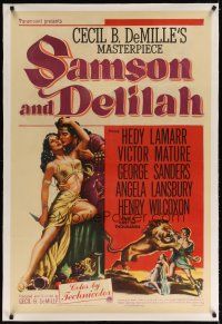 7e289 SAMSON & DELILAH linen 1sh '49 art of Hedy Lamarr & Victor Mature, Cecil B. DeMille