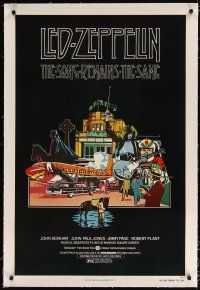 7e297 SONG REMAINS THE SAME linen 1sh '76 Led Zeppelin, cool rock & roll montage art!