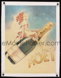 7e158 MOET & CHANDON CHAMPAGNE linen 18x24 French advertising poster '75 sexy art by McLinden!