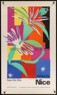 7e149 NICE linen French travel poster '65 cool colorful abstract artwork by Henri Matisse!