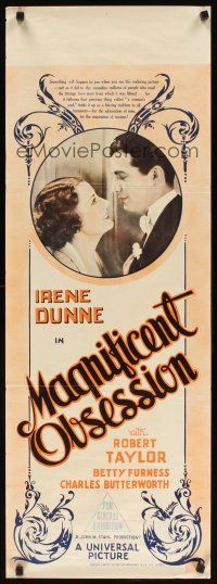 7f186 MAGNIFICENT OBSESSION long Aust daybill '36 romantic image of Irene Dunne & Robert Taylor!