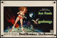 7f416 BARBARELLA Belgian '68 sexiest sci-fi art of Jane Fonda by Robert McGinnis, Roger Vadim!