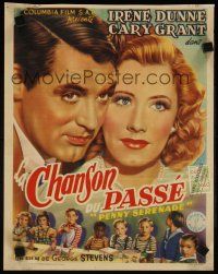 7f407 PENNY SERENADE map back Belgian 11x14 '40s super close up of Cary Grant & pretty Irene Dunne!