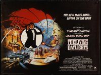 7f230 LIVING DAYLIGHTS British quad '87 Timothy Dalton as James Bond & sexy Maryam d'Abo with gun!