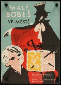 7f289 MALY BOBES VE MESTE Czech 11x16 '62 cool Ivo Houf art of boy & villain!