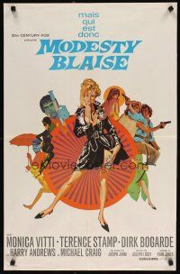 7f214 MODESTY BLAISE French 23x32 '66 Bob Peak art of sexiest female secret agent Monica Vitti!
