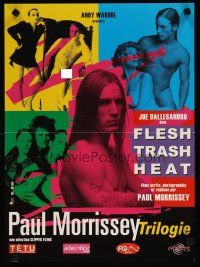 7f223 PAUL MORRISSEY TRILOGY French 15x21 '02 Dallesandro in Andy Warhol's Flesh, Trash & Heat!