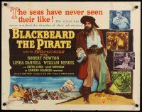 7f085 BLACKBEARD THE PIRATE style A 1/2sh '52 great image of Robert Newton in title role!