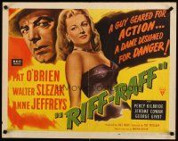 7f100 RIFF-RAFF style A 1/2sh '47 art of Pat O'Brien with bad girl Anne Jeffreys, film noir!