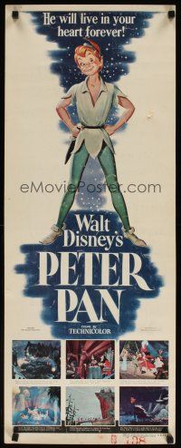 7f136 PETER PAN insert '53 Walt Disney animated cartoon fantasy classic, great full-length art!