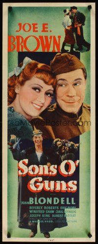 7f142 SONS O' GUNS insert '36 great close up of soldier Joe E. Brown & pretty Joan Blondell!