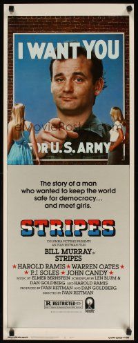 7f144 STRIPES insert '81 Ivan Reitman classic military comedy, Bill Murray wants YOU!
