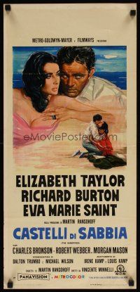 7f271 SANDPIPER Italian locandina '65 great art of Elizabeth Taylor & Richard Burton on the beach!