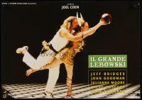 7f252 BIG LEBOWSKI Italian photobusta '98 Coen Brothers, Jeff Bridges bowling w/Julianne Moore