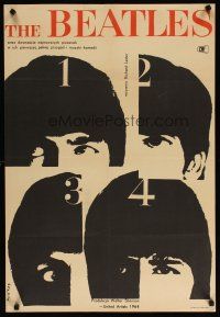 7f319 HARD DAY'S NIGHT Polish 23x33 '65 different Swierzy art of The Beatles, rock & roll classic!