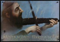 7f334 FIDDLER ON THE ROOF Polish 27x38 R90 cool artwork of man w/burning fiddle by Walkuski!